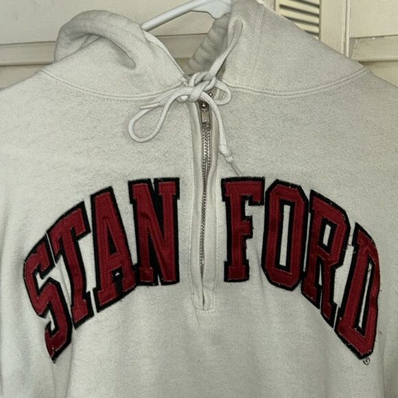 STANFORD🏫🌲HalfZip PullOverPatch HoodieKangaroo🦘Pockets The Wind of Freedom Blows - Picture 3 of 16